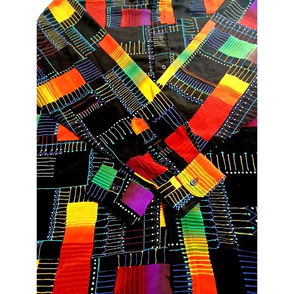 NWOT Vtg 80s Men's Panhandle Slim Colorful Western Button Down Shirt XL 17-17.5 - Picture 8 of 15